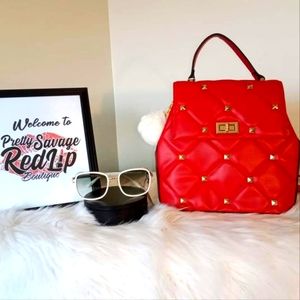 Brand New Red  and gold back pack purse